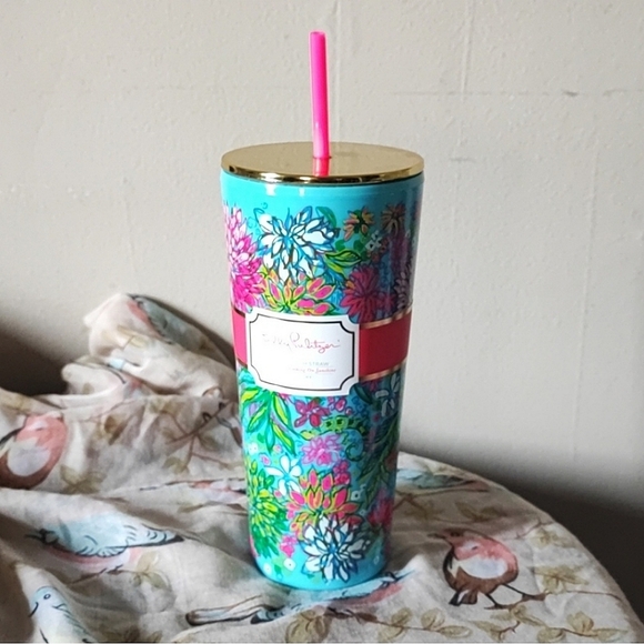 Lilly Pulitzer Shiny Gold Tone Cuff Bracelet Faux Turquoise and Coral NIB NEW - Picture 13 of 13